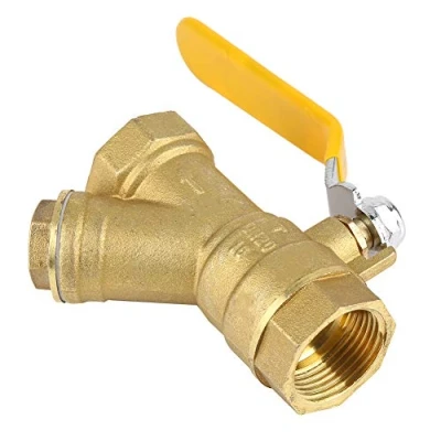 Imagen de Y Tipo Válvula de bola, Akozon Latón Colador Filtro Bola 3/4&quot; BSPP Rosca Hembra para Agua Natural Gas