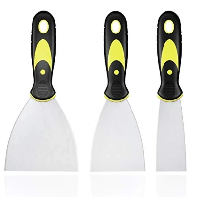 Imagen de Espátulas de Acero Inoxidable, Juego 3 Rasguños Espátula Rascador Multiusos con Mango Plástico, Cuchillo llenado Utilidad para Masilla Esparcir Parchar Calcomanías Papel Tapiz
