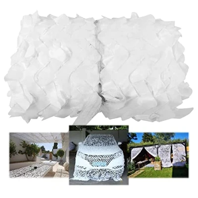 Imagen de Pxzybd Sunscreen Camo Netting, Military Net, Hunting Camouflage Garden Pergola Shade Decoration Net 2m 3m 4m 5m 6m 7m 8m 9m, Netting White, Customizable,White 5x5m(16.4 * 16.4ft)(5x5m(