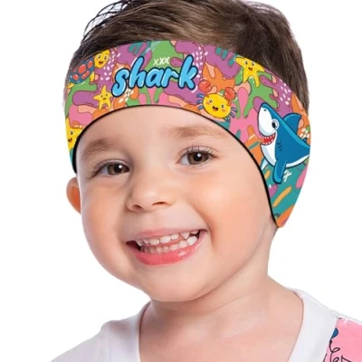 Imagen de MoKo Banda de Natación Protector Oídos, Diadema Impermeable Ajustable Elástica Mantenga Tapones, Neopreno del Pelo Oreja para Niño, S, Tiburón Grafitero