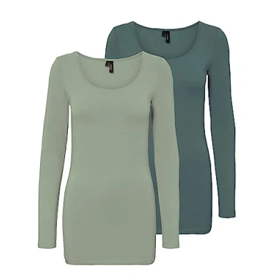 Imagen de VERO MODA Camiseta VMMAXI para mujer, Verde (1x Desert Sage/ 1x Balsam Green), L