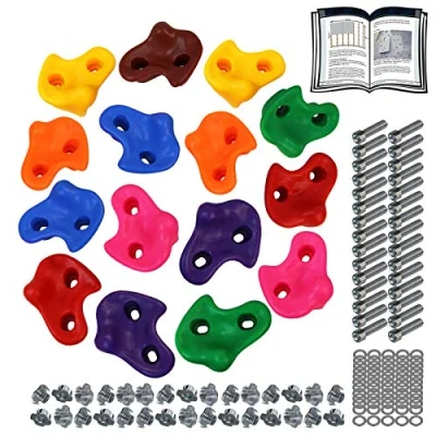 Imagen de ALPIDEX Presas de Escalada para niños, Capacidad Carga 200 kg, Material fijación Incluido, Diferentes cantidades Multicolores 15 Piezas