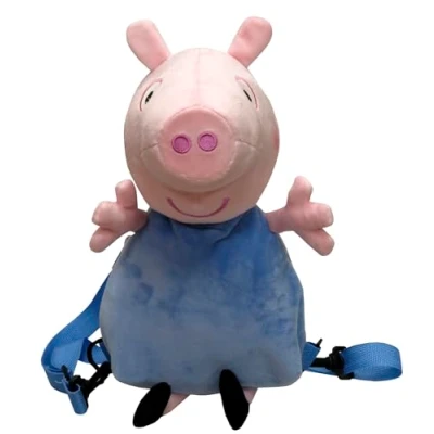 Imagen de Peppa Pig Mochila Peluche George Pig, 30x18x18 cm, Color Azul, Producto Oficial (CyP Brands)