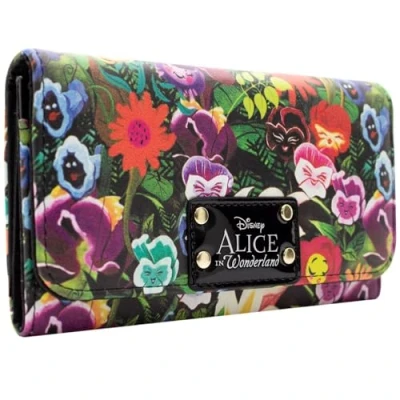 Imagen de Alice In Wonderland Floral Cartera Tri Fold Bolsillo para Monedas &amp; Tarjetero, Verde