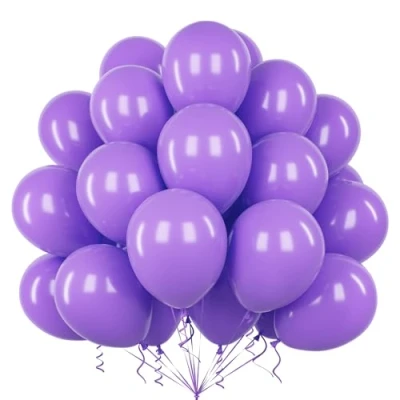 Imagen de Teselife Globos Morado, 50Piezas 12Pulgadas Violeta Púrpura Mate Látex Helio Globo Mujer Niña Princesa Cumpleaño Aniversario Boda Graduación Compromiso Despedida Soltera Halloween Tema Mariposa Deco