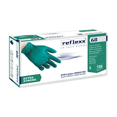 Imagen de Reflexx R68/L sin polvo guantes de nitrilo Gr 6.0, tamaño grande, verde (Pack 100)