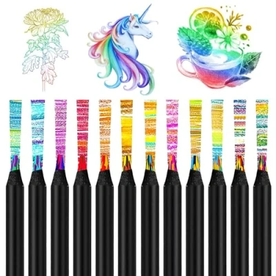 Imagen de 12 Pieza lápices De Colores arcoíris, para niños, Lapices Profesionales, Niños y Adultos Colorear, Pintar