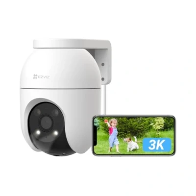 Imagen de EZVIZ Cámara Vigilancia WiFi Exterior 360,3K IP de Seguridad,Visión Nocturna a Color,Detección IA Personas/Vehículos,Seguimiento Zoom Auto,Audio Bidireccional,Sirena, Alexa/Google,C8c 5MP