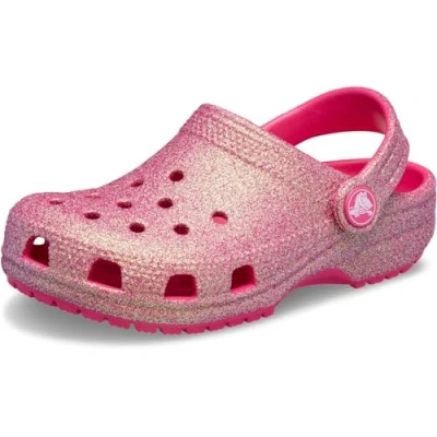 Imagen de Crocs Classic Iridescent Glitter Unisex Sandalias planas para niños, Talla: 19/20, Dragon fruit Zapatos