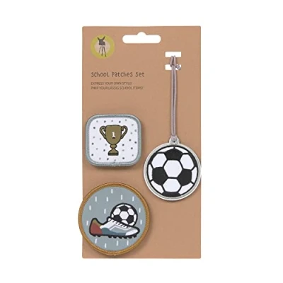 Imagen de LÄSSIG Juego de colgantes y parches (3 piezas) con cierre a presión/School Patches Set Football
