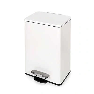 Imagen de EMUCA Contenedor exterior Recycle rectangular con apertura pedal, 20L, Pintado blanco, Aluminio