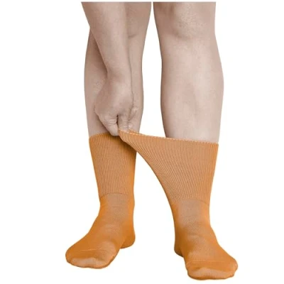Imagen de vitsocks Calcetines Extra Anchos Diabéticos No Aprietan Mujer (3 PARES) Pies Hinchados, mostaza, 39 42