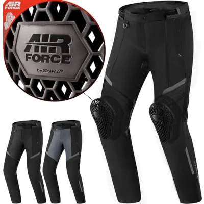 Imagen de SHIMA Rush Pantalon Moto Mujer Protectores Airforce Homologado Ajustado Traje de Urbano Pantalón Protección Rodilla Ventilado Elástico Verano (Femenino, Pantalones Regular, Negro, L)