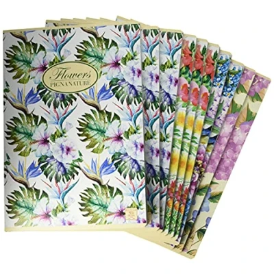 Imagen de Pigna 02298851R Cuaderno A4 Nature Flower, 40 hojas + 2 papel interior reciclado de 80 g, rayado 8mm 10 unidades