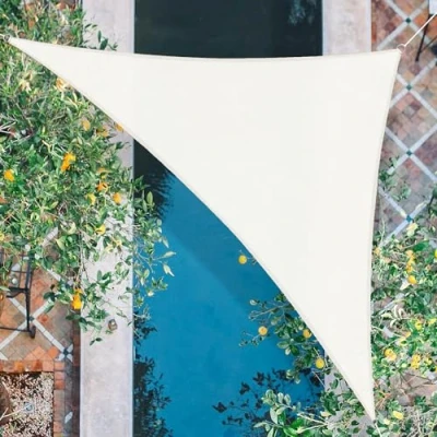 Imagen de HENG FENG Toldo Vela de Sombra HDPE Triangular 3x3x4.25m Protección Rayos UV Resistente Transpirable para Terraza Patio Exterior Jardín Color Beige