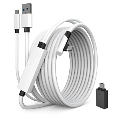 Imagen de Cable de enlace Tiergrade 2 en 1 compatible con Oculus/Meta Quest 2, función carga USB C separada para auriculares VR, accesorios 3.0 a tipo 5 metros PC Steam VR/Gaming