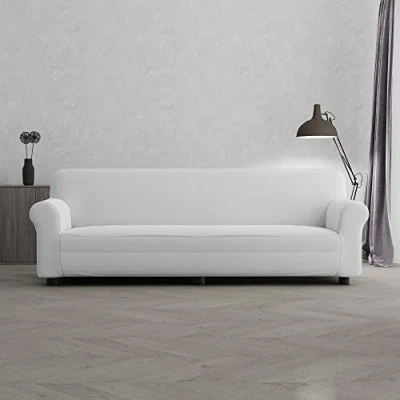 Imagen de Italian Bed Linen PIU Bello Funda de sofá bielástico Extensible, Blanco, 4 PLAZAS
