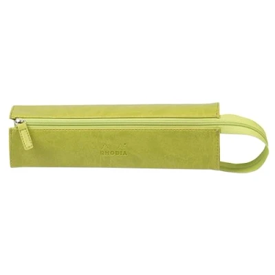 Imagen de RHODIA 319016C Estuche de plumier Rhodiarama Anis 23 x 5 cm Apertura plana para uso como plumero piel sintética Almacenamiento bolígrafos, lápices, rotuladores, pequeños suministros