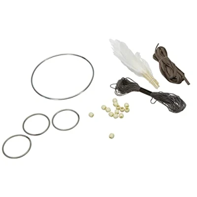 Imagen de Rayher Kit atrapasueños blanco y gris, con accesorios, 17x33 cm, decoración, 66045000