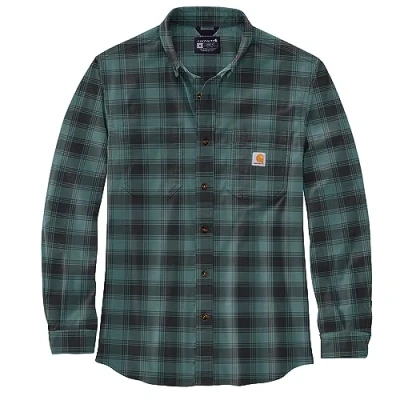 Imagen de Carhartt Herren Langarmhemd Flannel L/S Plaid Shirt, Farbe:Sea Pine, Größe:2XL Camiseta, XXL Hombres