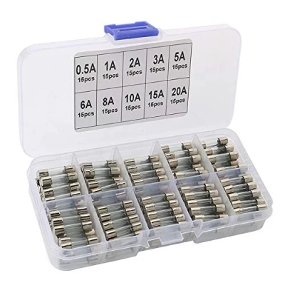 Imagen de FULARR 150Pcs 5X20mm Profesional Auto Vidrio Tubo Fusibles, Rapido Golpe Fusibles Set con Transparente Plástico Caja, Rápido Soplado Surtido Kit 0.5A 1A 2A 3A 5A 6A 8A 10A 15A 20A