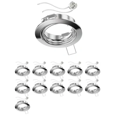 Imagen de ledscom.de 12 piezas marco empotrable en techo FERE cromado orientable (LED/halógeno/MR16/50mm) incl. casquillo GU5.3
