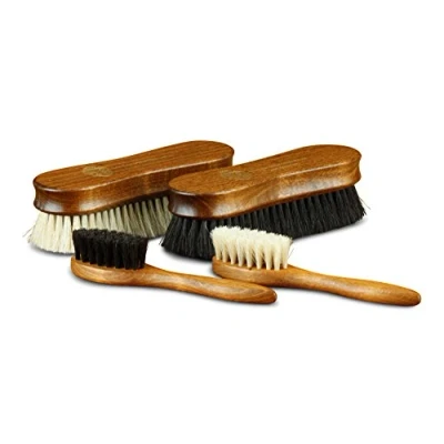 Imagen de Langer &amp; Messmer kit de 4 Cepillos para zapatos Premium lustradores crin caballo, cantidad màs densa cabellos obtener mejores resultados pulido en el cuidado del calzado