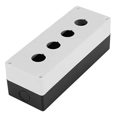 Imagen de caja de interruptores 22 mm BX4, protectora la del control interruptor botón cuatro agujeros(Blanco)