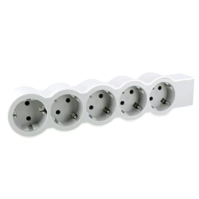 Imagen de Legrand 694577, Regleta de enchufes, sin Interruptor, Enchufe múltiple con 5 Tomas Corriente,sin Cable, Color Blanco/Gris Claro