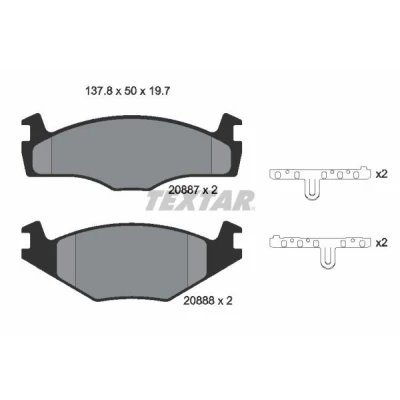Imagen de TEXTAR 2088710 Juego de pastillas freno no preparado para indicador desgaste con accesorios VOLKSWAGEN: GOLF 3, 2, 3 Variant