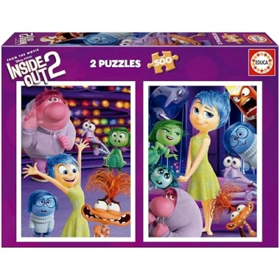 Imagen de Educa 2 Puzzles de cartón con 500 Piezas Las imágenes Inside out 2, diversión por Partida Doble Partir 14 años (20101)