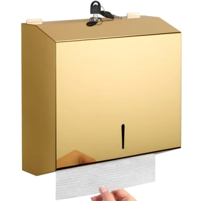 Imagen de dispensador de Toallas Papel para Montaje en Pared, Mano multipliegue, Soporte pañuelos Acero Inoxidable