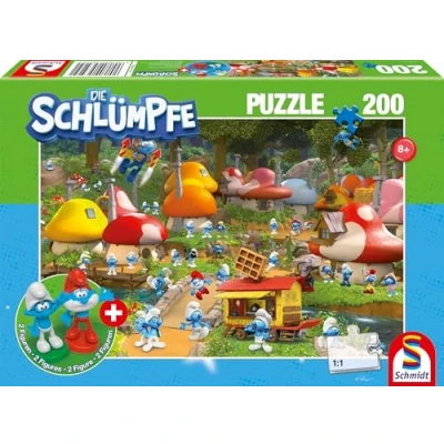 Imagen de Schmidt Spiele 56525 Die Pituffe In Pitufhausen, 200 Piezas, Puzzle Infantil, Incluye 2 Figuras, Multicolor
