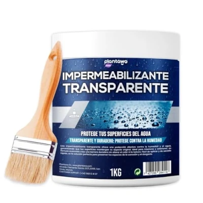 Imagen de Plantawa Impermeabilizante Transparente 1kg Sellador Hidrofugante Invisible, Genera Película Protectora, Resistente al Agua y Humedad, Revestimiento Impermeable para Interiores Exteriores