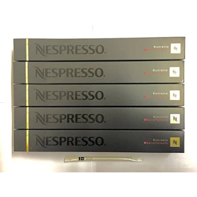 Imagen de 50 cápsulas de café Nespresso Ristretto Decaffeinato Inc 1 palillo