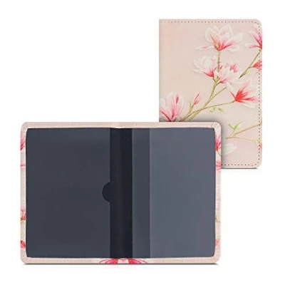 Imagen de kwmobile Funda para Permiso de circulación Coche en Cuero sintético Espacio Tarjetas 9.2 x 13 CM doblado Magnolias
