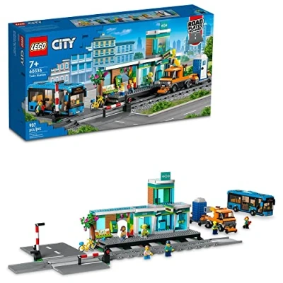 Imagen de LEGO Juego de estación Tren Urbano 60335 con autobús, camión y Pistas, Compatible Juegos Ciudad. simulación para niños Que aman el