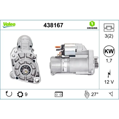 Imagen de VALEO NEW ORIGINAL PART 438167 Motor de arranque 12 1,7 9 VOLKSWAGEN: Touareg I, AUDI: A8 D3