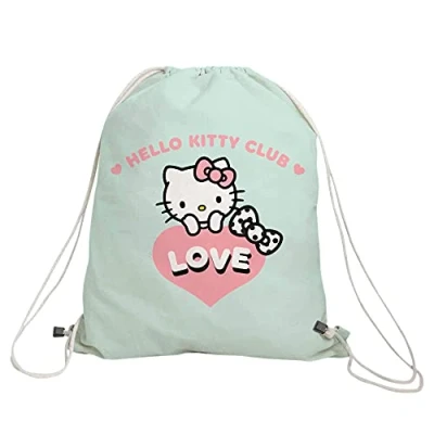 Imagen de NERTHUS FIH 847 Mochila Hello Kitty, Cierre de Cuerda, Bolsillo Interior Cremallera, Ligera y Resistente, Multicolor