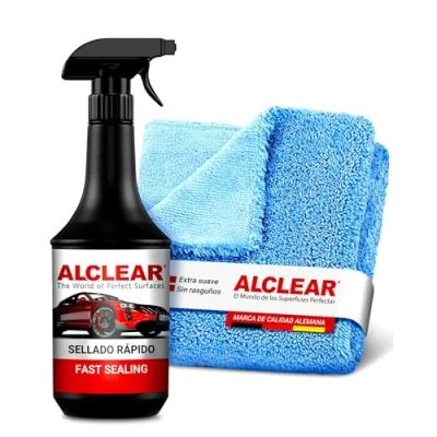 Imagen de ALCLEAR 71100SV Sellador rápido de pintura, 1 litro, incluye paño microfibra para pulir el coche, cuidado del motocicleta y bicicleta