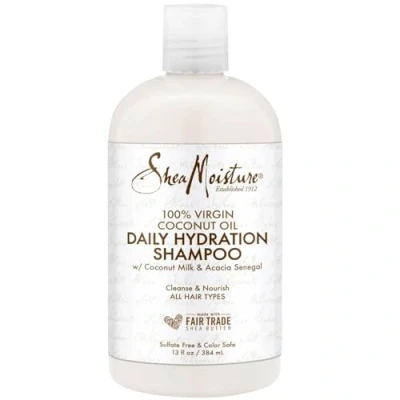 Imagen de Shea Moisture Champú de hidratación diaria con aceite coco virgen 100% leche y acacia Senegal, para limpiar nutrir todo tipo cabello, 384 ml