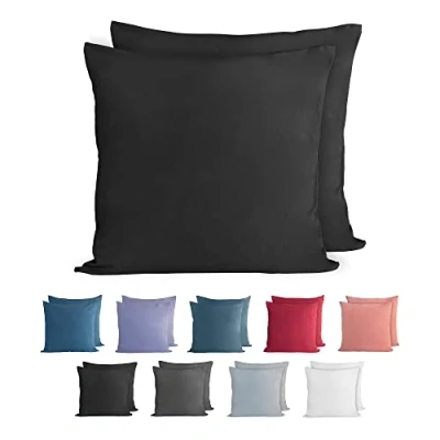 Imagen de Komfortec Juego de 2 Fundas Almohada 100% algodón, 40 x cm, Punto Supersuave, 150 g/m², Color Blanco