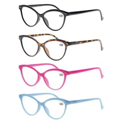 Imagen de MODFANS Un Pack de Cuatro Gafas Lectura 2.25 para Mujeres Buena Vision Ligeras Comodas,Vista Cerca/Vista Cansada,Cat Eye,Colores Negro Marron Rosa Azul
