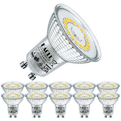 Imagen de EACLL Bombillas LED GU10 Blanco Neutro 4.8W Equivalente 75W Halógena, Pack de 10, Focos Sin Parpadeo AC 230V, 4000K 585 Lúmenes 120 Spotlight, Lámpara Reflectora no Regulable