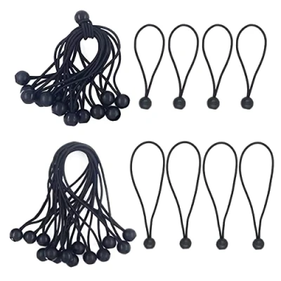 Imagen de Tensores Elastico,Tensor de Goma 30 Piezas Gomas Elásticas con Bola,Tensor Elastico Cuerda Elástica Bola,Tensores Bola Elásticos Negro