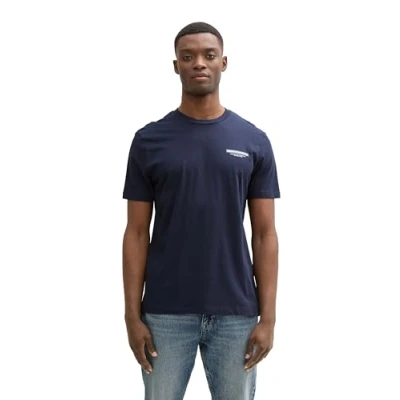 Imagen de TOM Tailor Denim Printed Camiseta estampada, Hombre, Talla: XL, Nautical navy