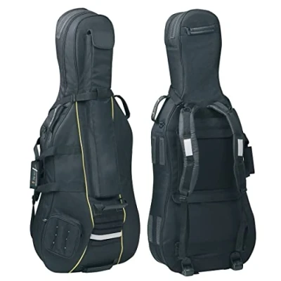 Imagen de GEWA Pure 3/4 Cello Gig Bag Classic CS01 (acolchado interior de tricot 25 mm, ruedas, tejido exterior impermeable, firmemente cosido, juego mochilas acolchadas, peso: 3,6 kg), negro