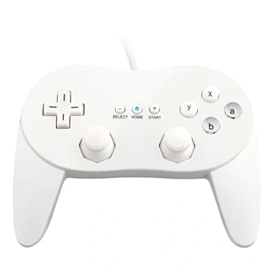 Imagen de OSTENT Mando Clásico con Cable Pro Gamepad Joystick para Consola Nintendo Wii Remote Videojuego, Color Blanco