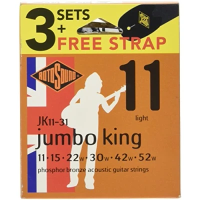 Imagen de Rotosound JK Guitarra Acústica Jumbo King Bronce Fosforado 3 piezas+Correa JK11 31 F