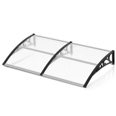 Imagen de Jiubiaz Marquesina para puerta de casa 200 x 100 cm, toldo policarbonato 6 mm, soporte PP, transparente con arco arco, extremadamente resistente a la intemperie, protege contra